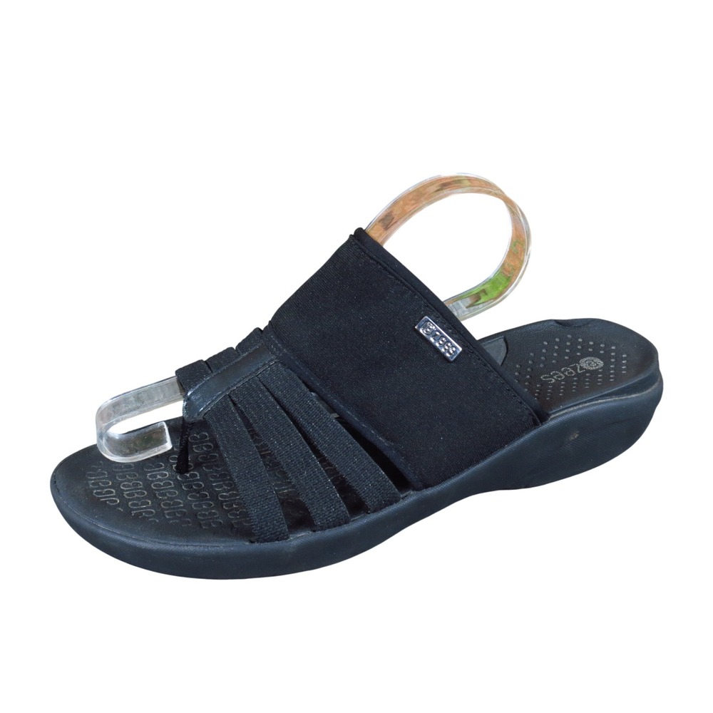 Bzees Chill Womens Thong Slide Sandals Size 9M Walking Comfort Black Fabric